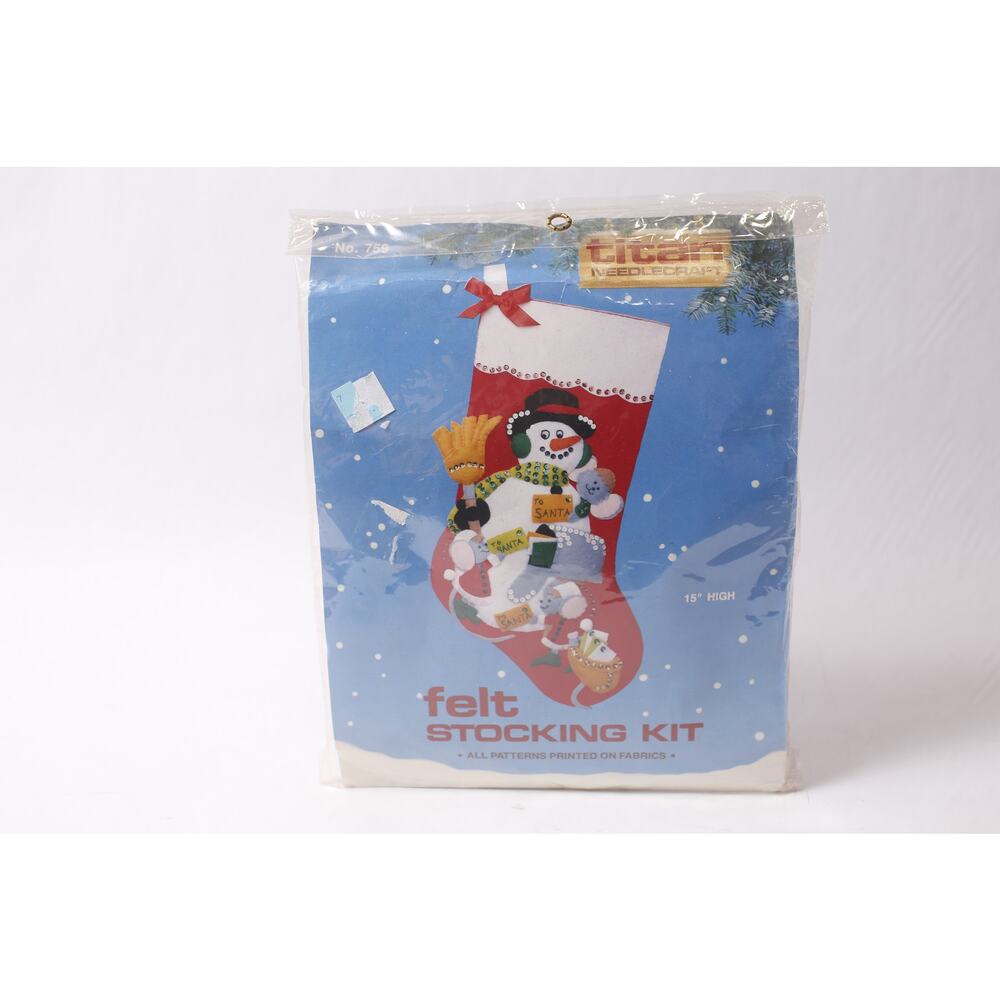 Christmas Felt Stocking Kit by Titan Needlecraft 1987 Vintage ~ 260212-WH 976